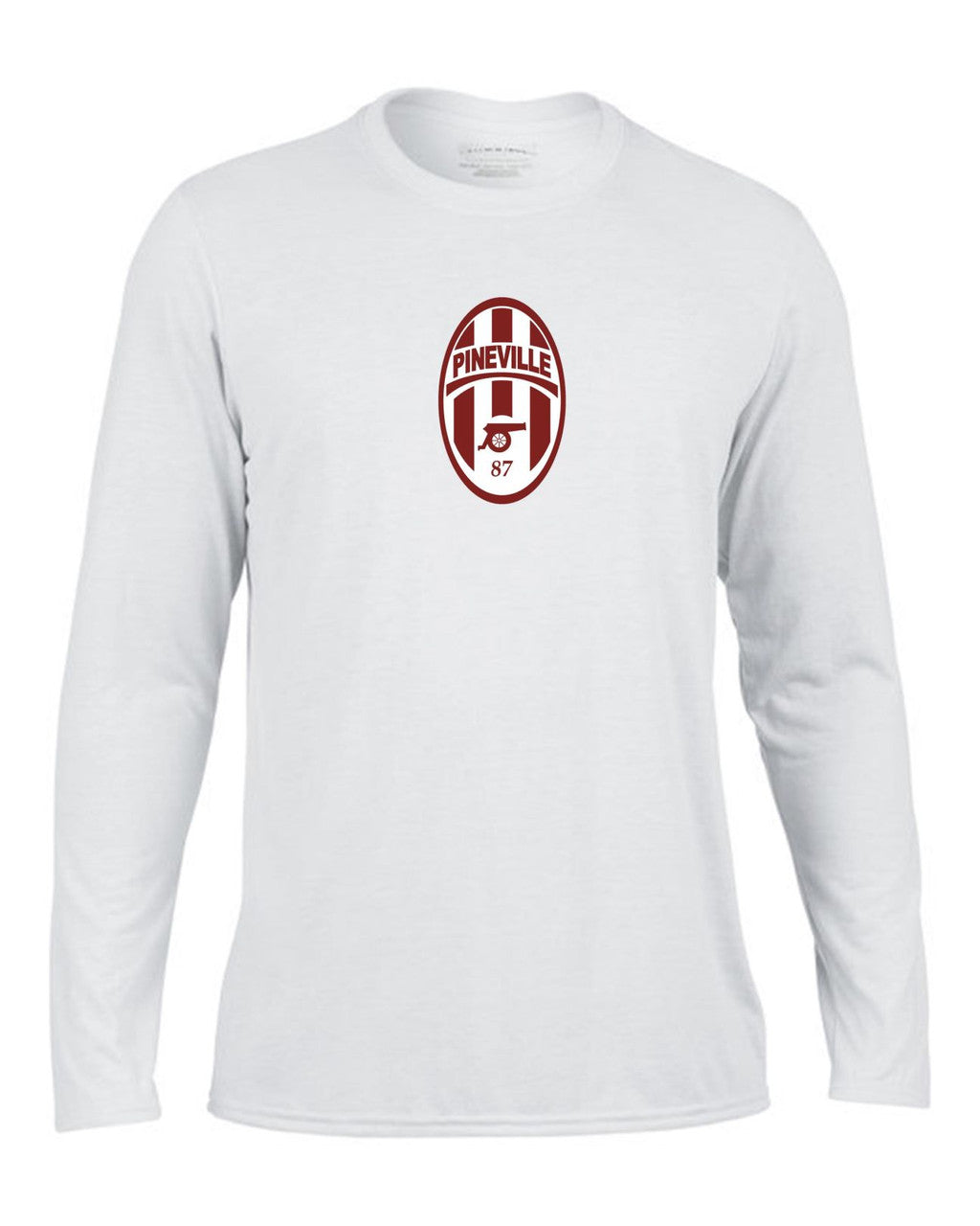 Pineville High School Long-Sleeve Performance T-Shirt Pineville 24 White Mens Small - Third Coast Soccer